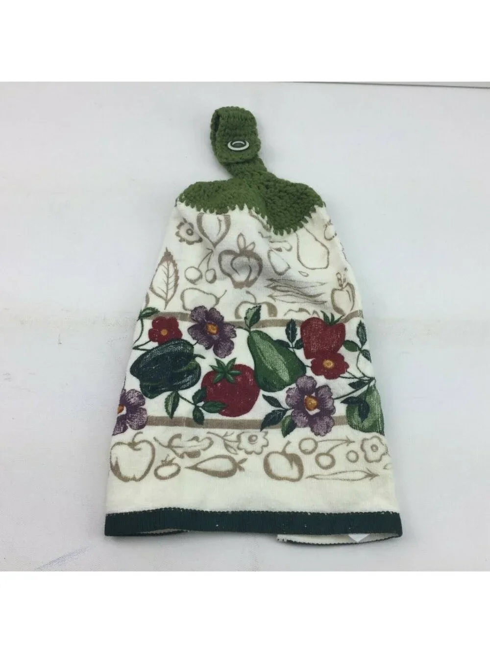 Cecil Saydah Kitchen Hand Towel Button Knit Strap Top Hanging Food Fruit Theme